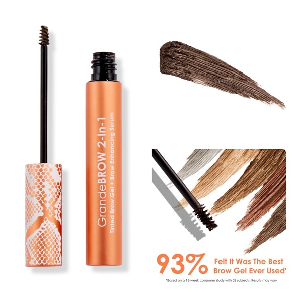 NEW Grande Cosmetics GrandeBROW 2-In-1 Tinted Brow Gel + Brow Enhancing Serum Dk - Picture 1 of 4